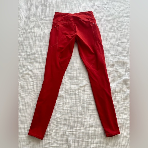 Athleta red 7/8 leggings with side pocket zippers - Picture 2 of 3